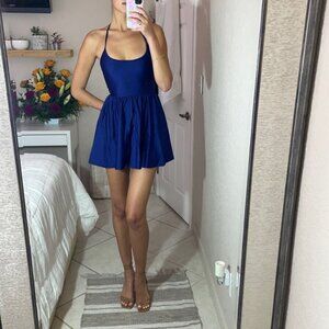 American Apparel Tricot Stretch Skater Dress Royal Blue Size Medium